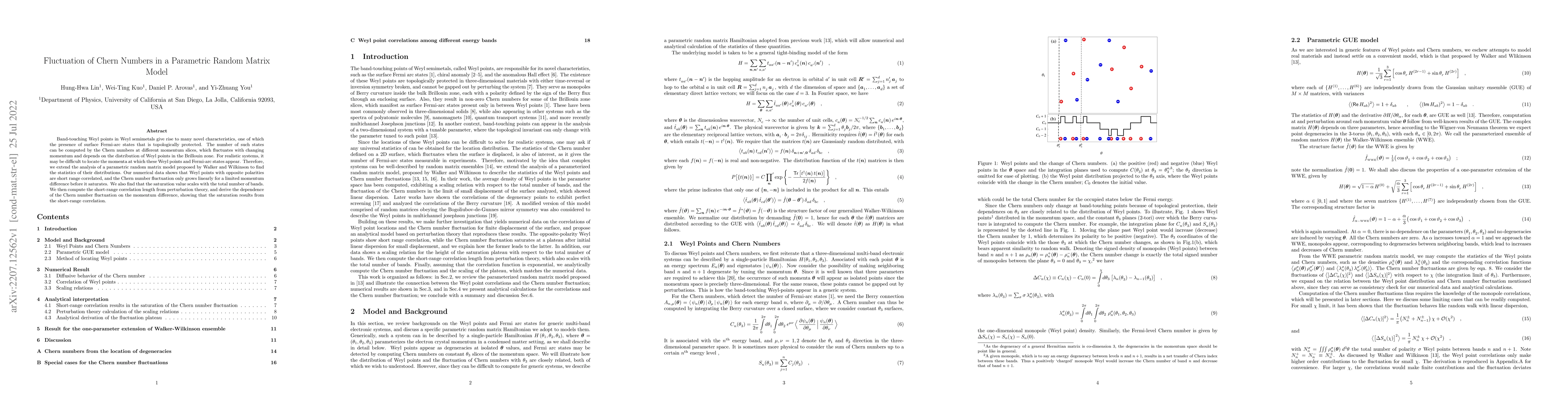 Thumbnail for Fluctuation of Chern Numbers in a Parametric Random Matrix Model