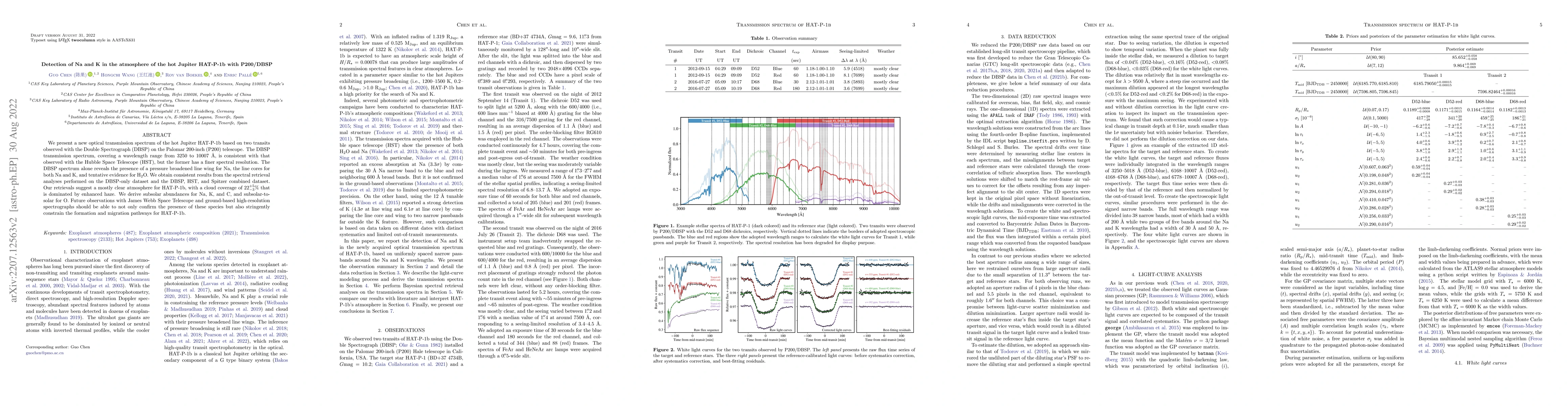 Thumbnail for Detection of Na and K in the atmosphere of the hot Jupiter HAT-P-1b with
  P200/DBSP
