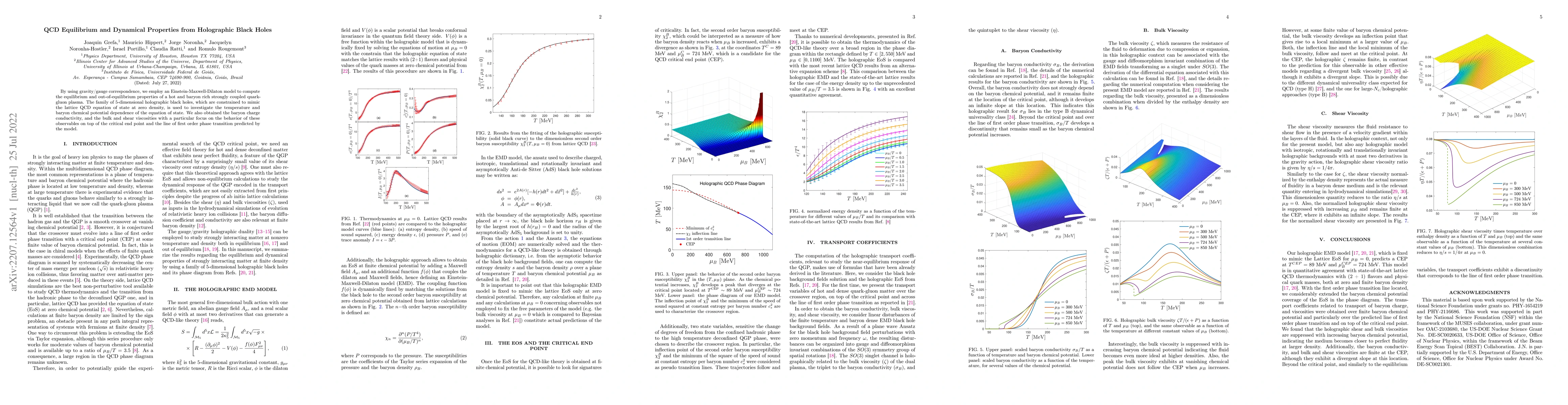 Thumbnail for QCD Equilibrium and Dynamical Properties from Holographic Black Holes