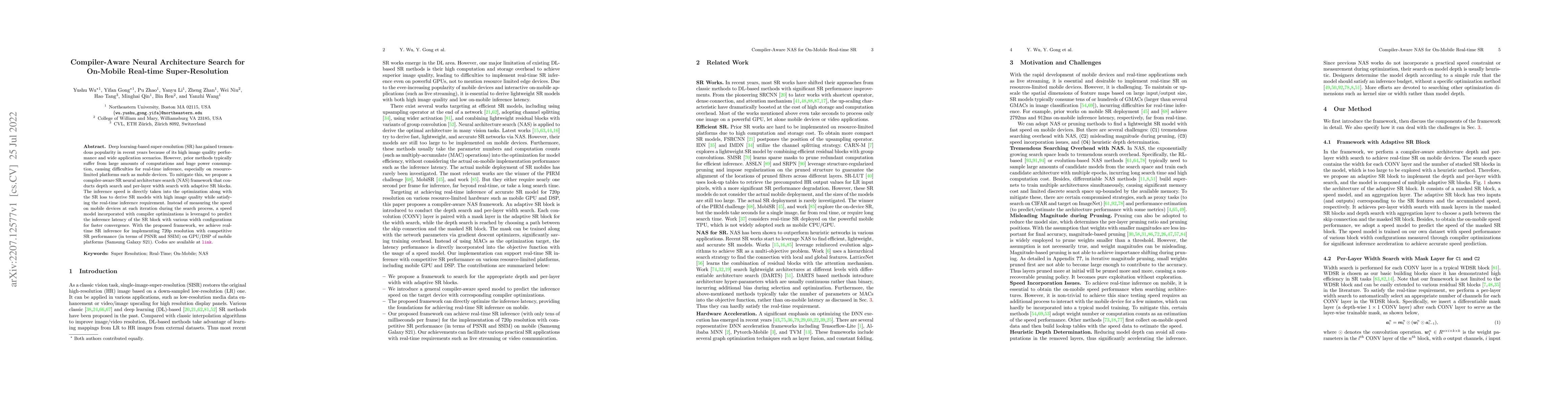 Thumbnail for Compiler-Aware Neural Architecture Search for On-Mobile Real-time
  Super-Resolution