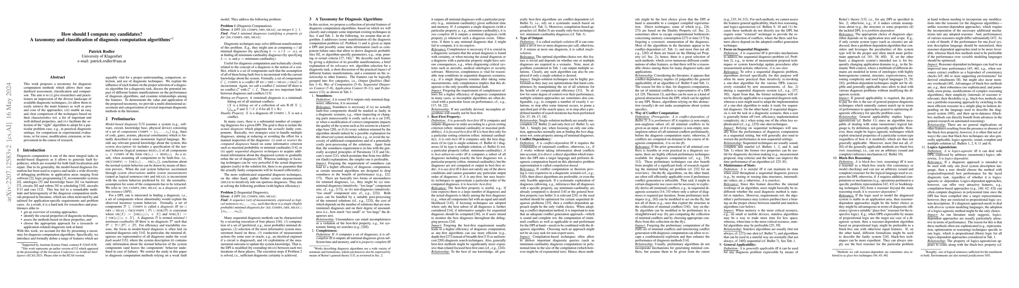 Thumbnail for How should I compute my candidates? A taxonomy and classification of
  diagnosis computation algorithms