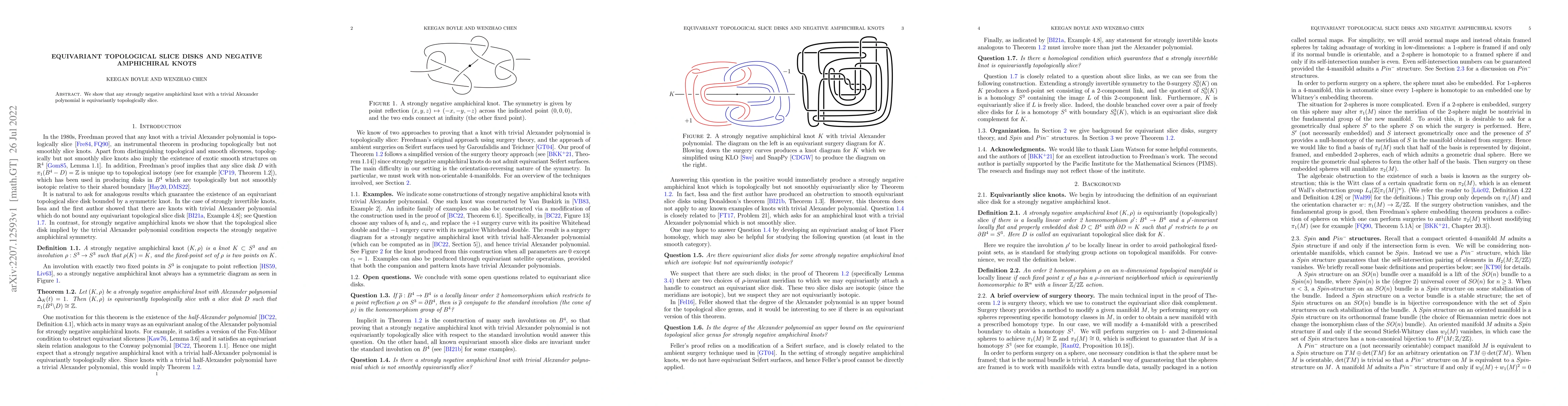 Thumbnail for Equivariant topological slice disks and negative amphichiral knots