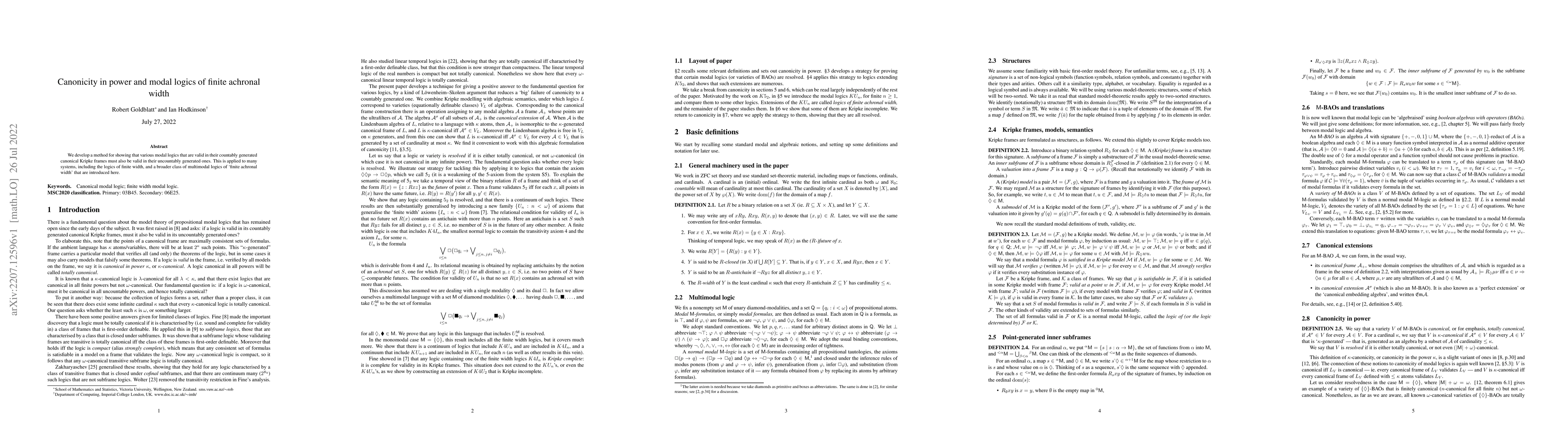 Thumbnail for Canonicity in power and modal logics of finite achronal width
