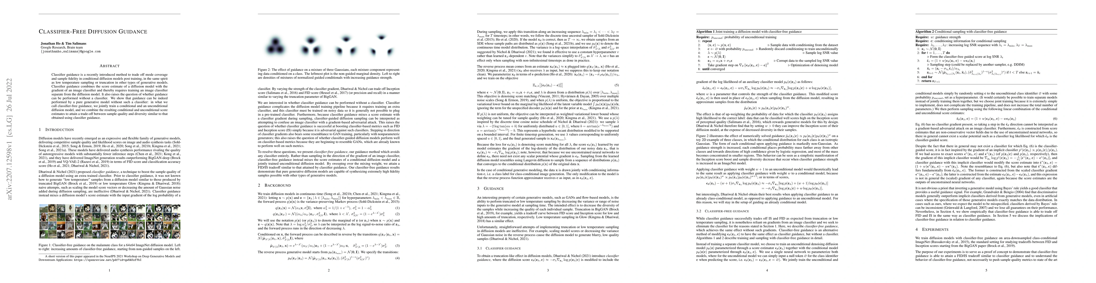 Thumbnail for Classifier-Free Diffusion Guidance