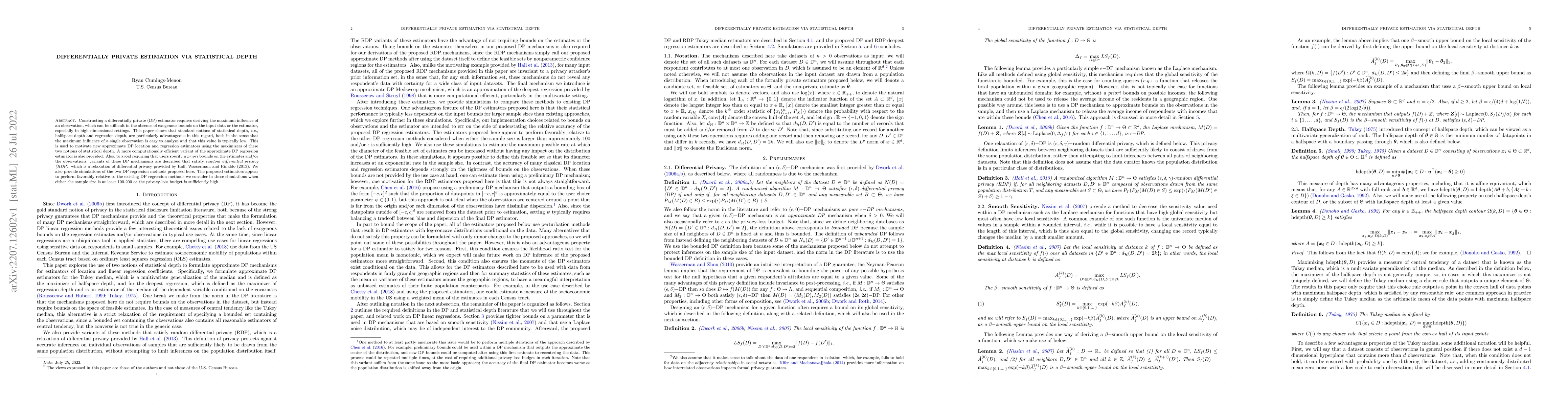 Thumbnail for Differentially Private Estimation via Statistical Depth
