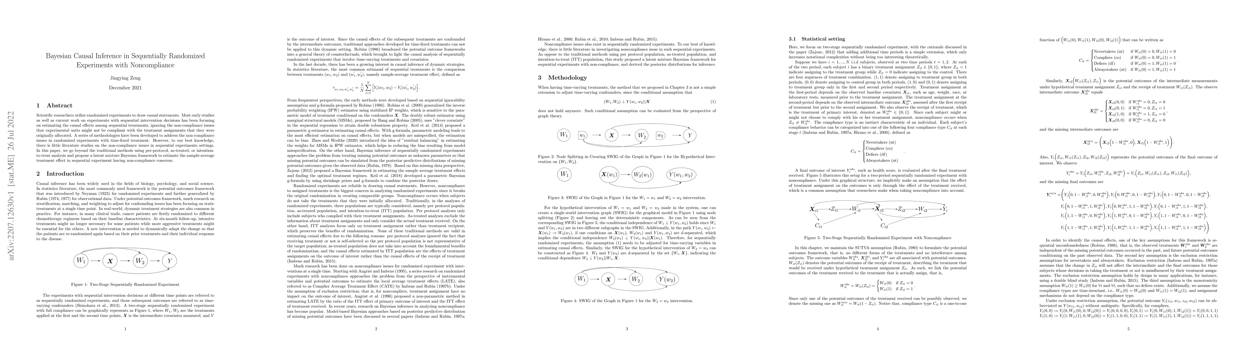Thumbnail for Bayesian Causal Inference in Sequentially Randomized Experiments with
  Noncompliance
