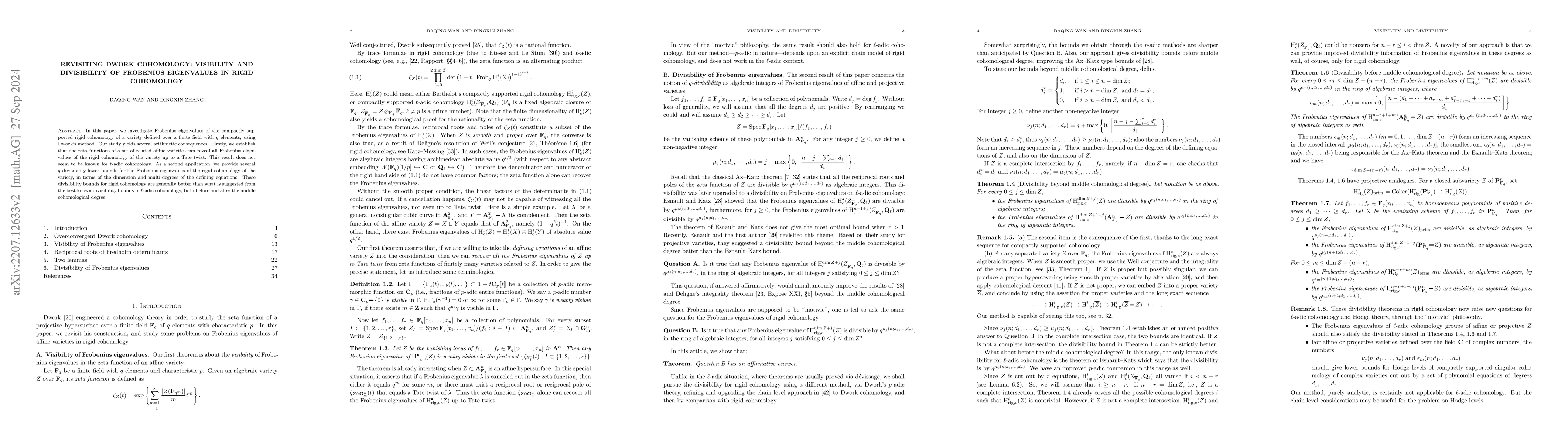 Thumbnail for Revisiting Dwork cohomology: Visibility and divisibility of Frobenius
  eigenvalues in rigid cohomology