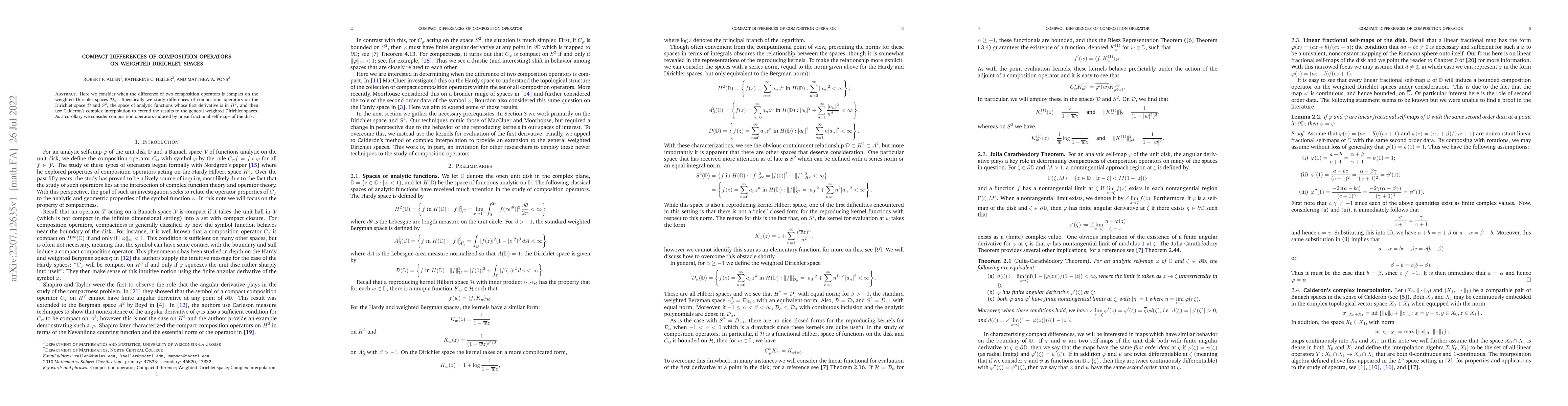 Thumbnail for Compact differences of composition operators on weighted Dirichlet
  spaces