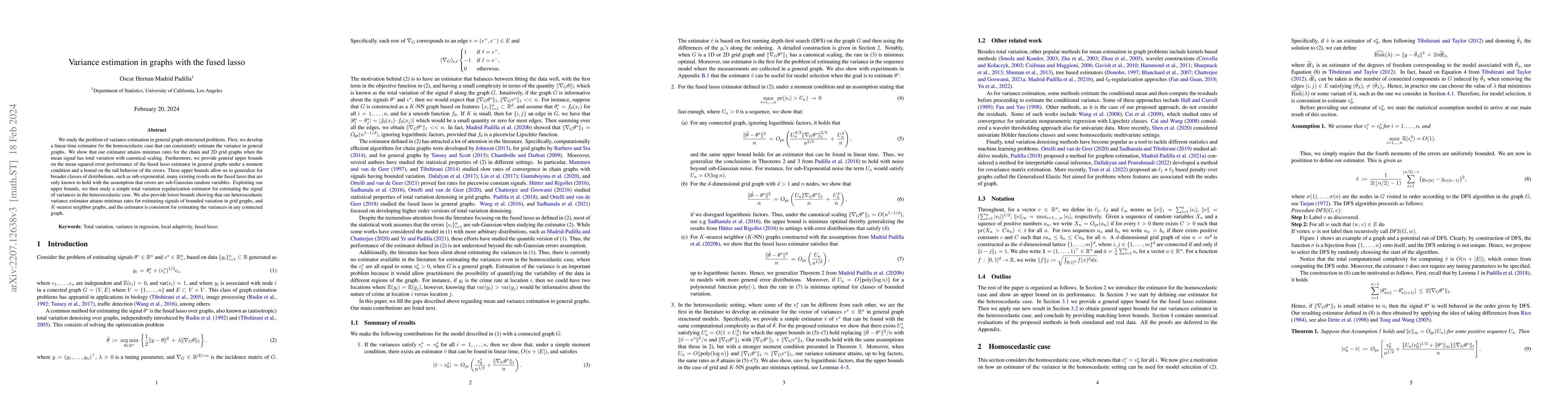 Thumbnail for Variance estimation in graphs with the fused lasso
