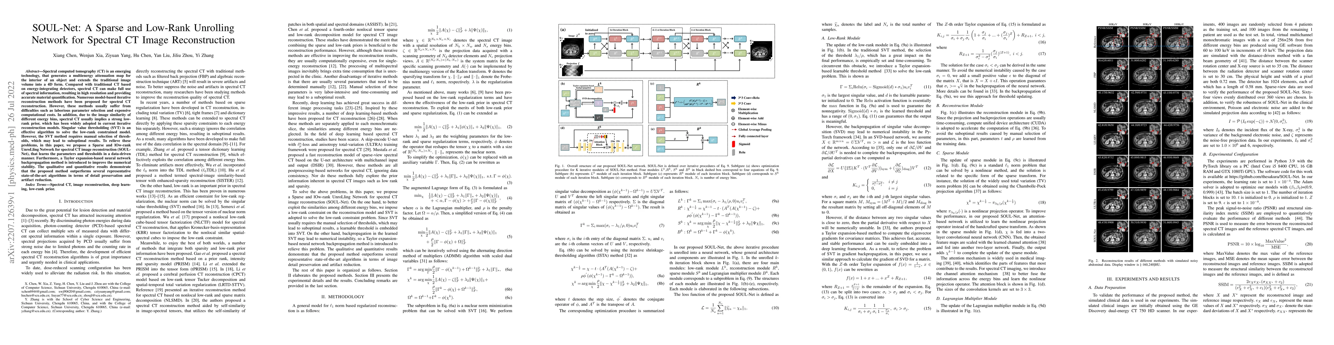 Thumbnail for SOUL-Net: A Sparse and Low-Rank Unrolling Network for Spectral CT Image
  Reconstruction
