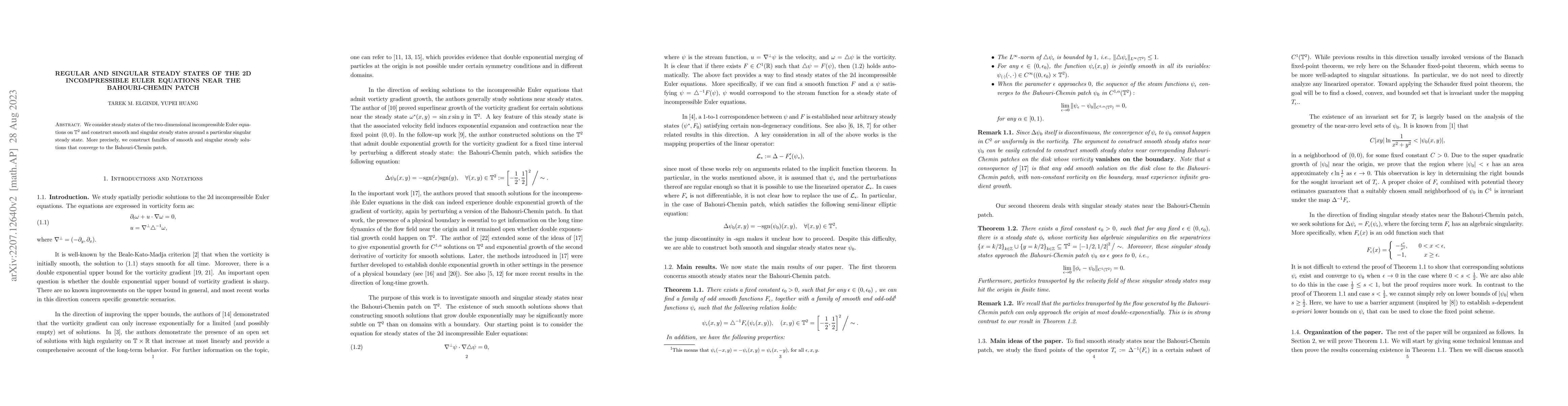 Thumbnail for Regular and Singular Steady States of 2D incompressible Euler equations
  near the Bahouri-Chemin Patch