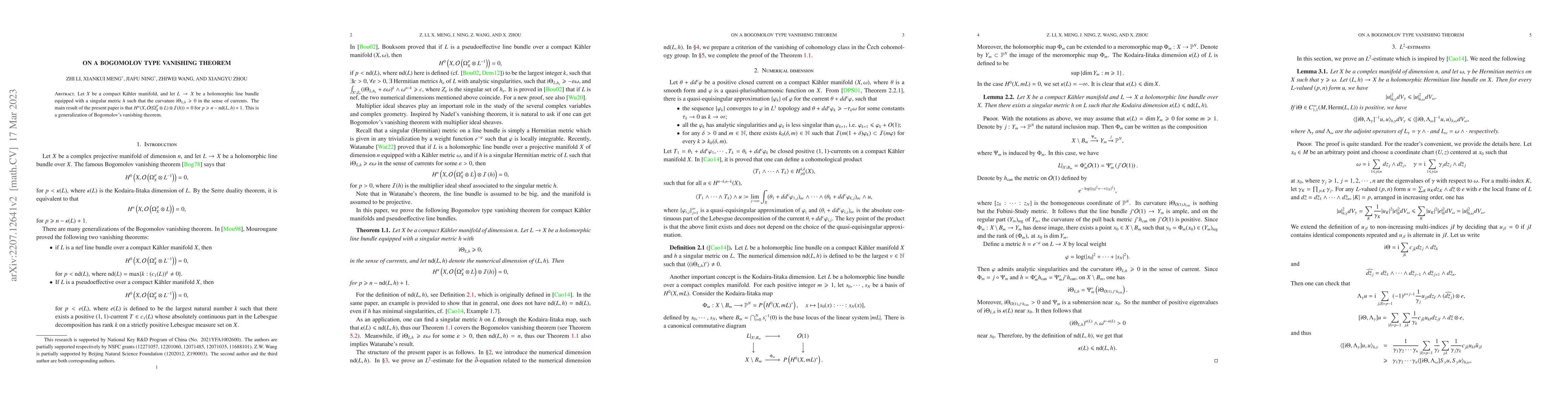 Thumbnail for On a Bogomolov type vanishing theorem