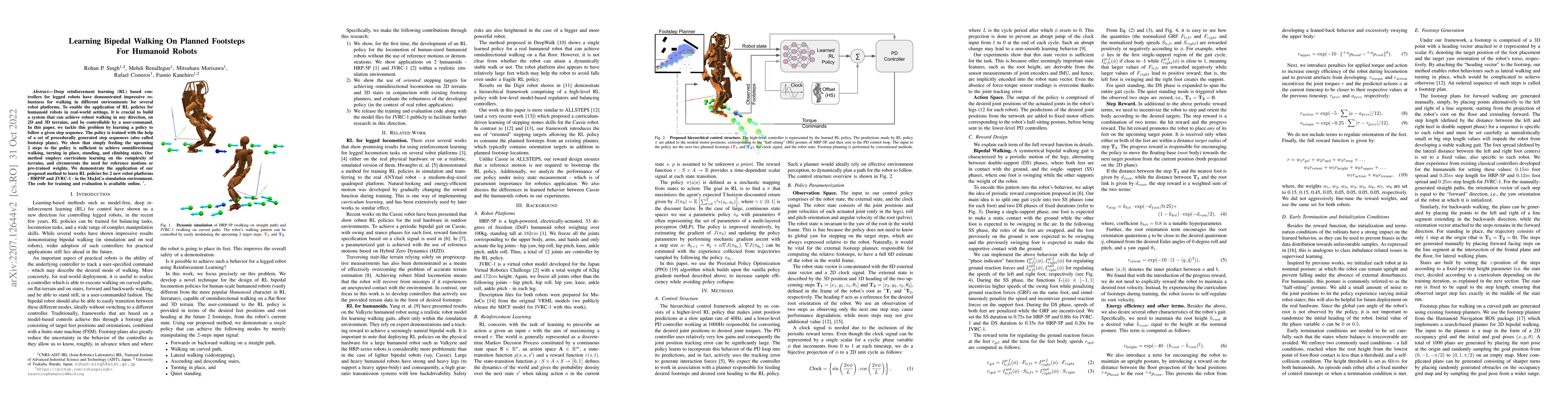 Thumbnail for Learning Bipedal Walking On Planned Footsteps For Humanoid Robots