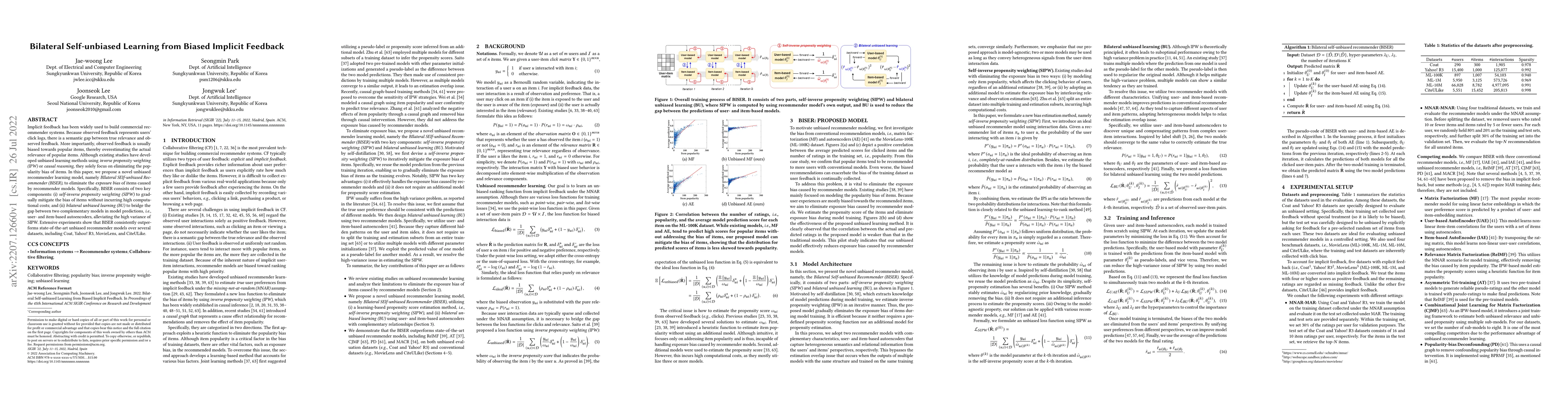 Thumbnail for Bilateral Self-unbiased Learning from Biased Implicit Feedback