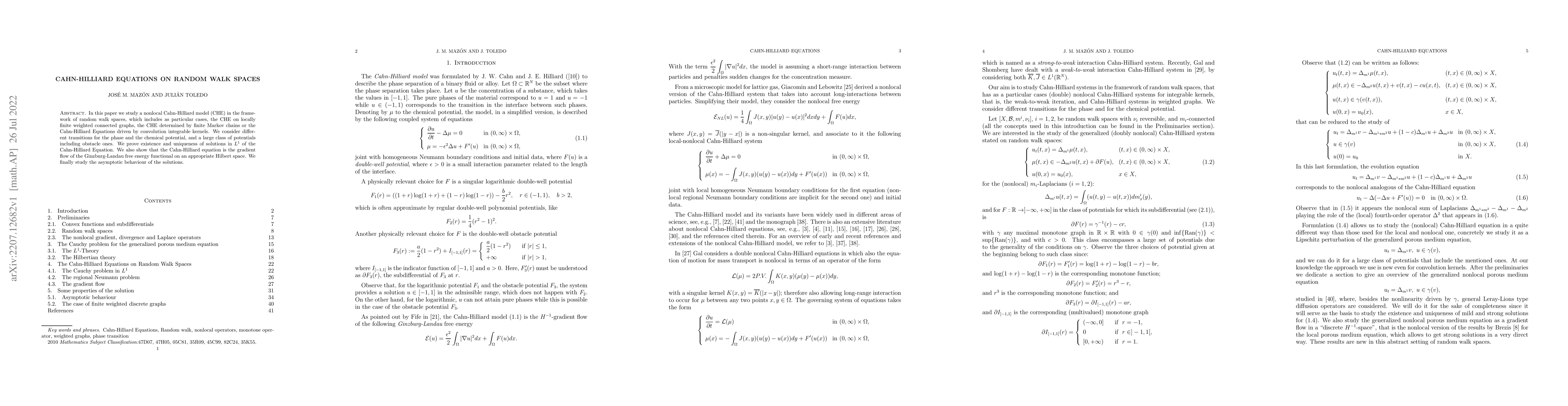 Thumbnail for Cahn-Hilliard Equations on Random Walk Spaces