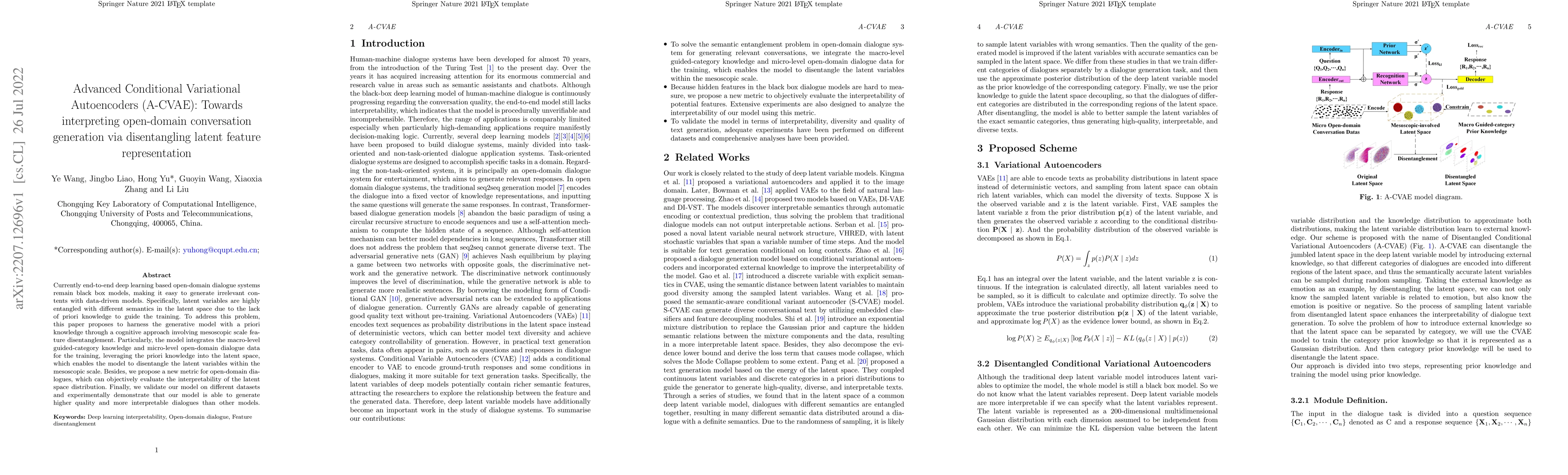 Thumbnail for Advanced Conditional Variational Autoencoders (A-CVAE): Towards
  interpreting open-domain conversation generation via disentangling latent
  feature representation