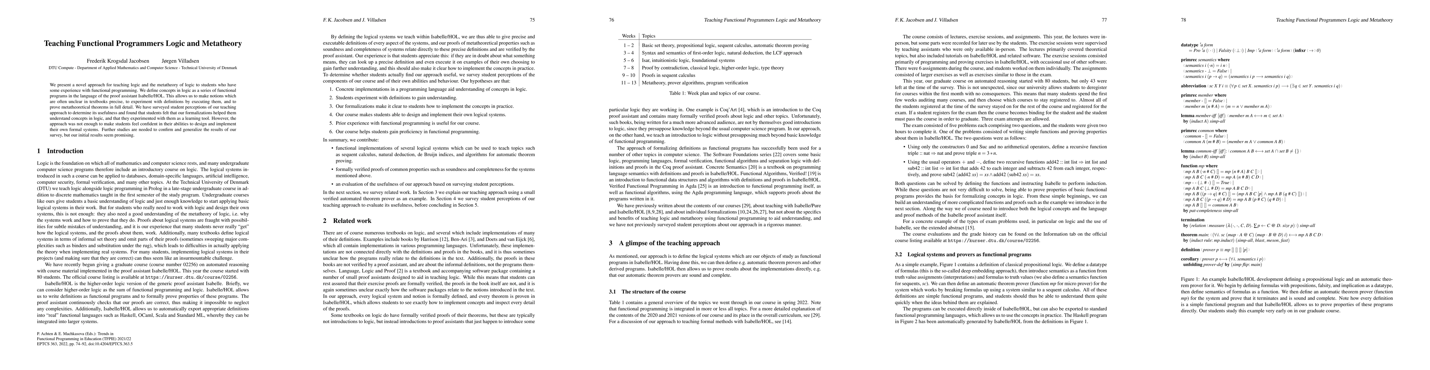 Thumbnail for Teaching Functional Programmers Logic and Metatheory