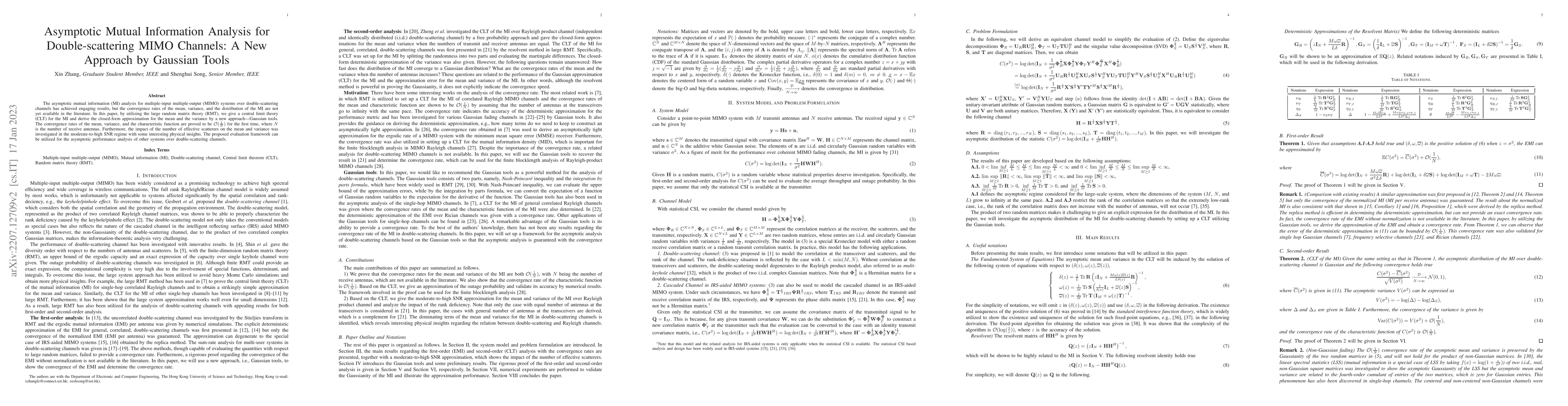 Thumbnail for Asymptotic Mutual Information Analysis for Double-scattering MIMO
  Channels: A New Approach by Gaussian Tools
