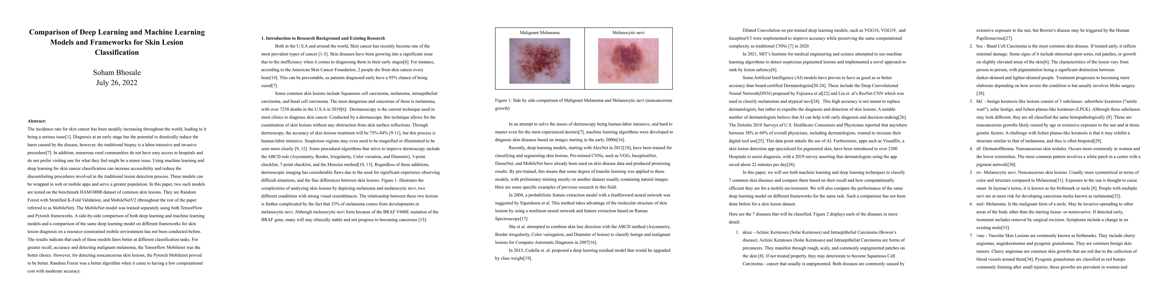 Thumbnail for Comparison of Deep Learning and Machine Learning Models and Frameworks
  for Skin Lesion Classification