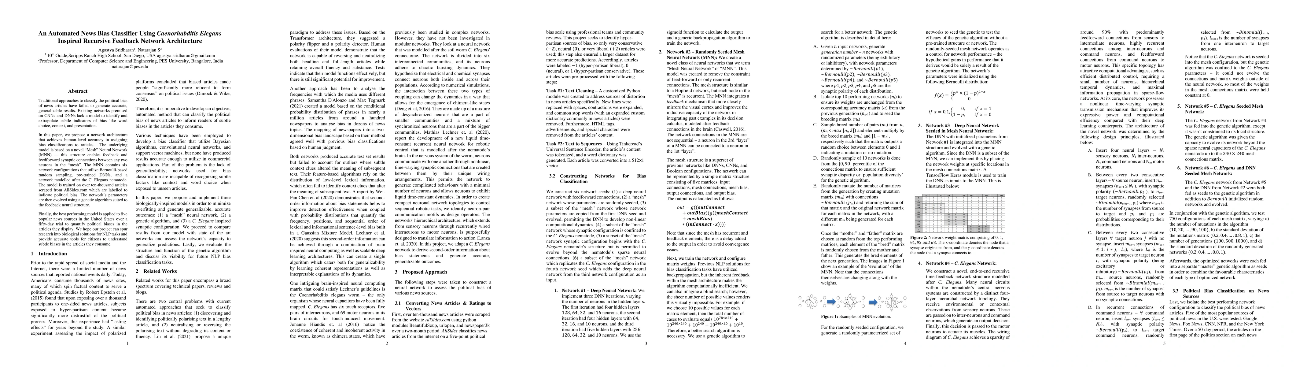 Thumbnail for An Automated News Bias Classifier Using Caenorhabditis Elegans Inspired
  Recursive Feedback Network Architecture