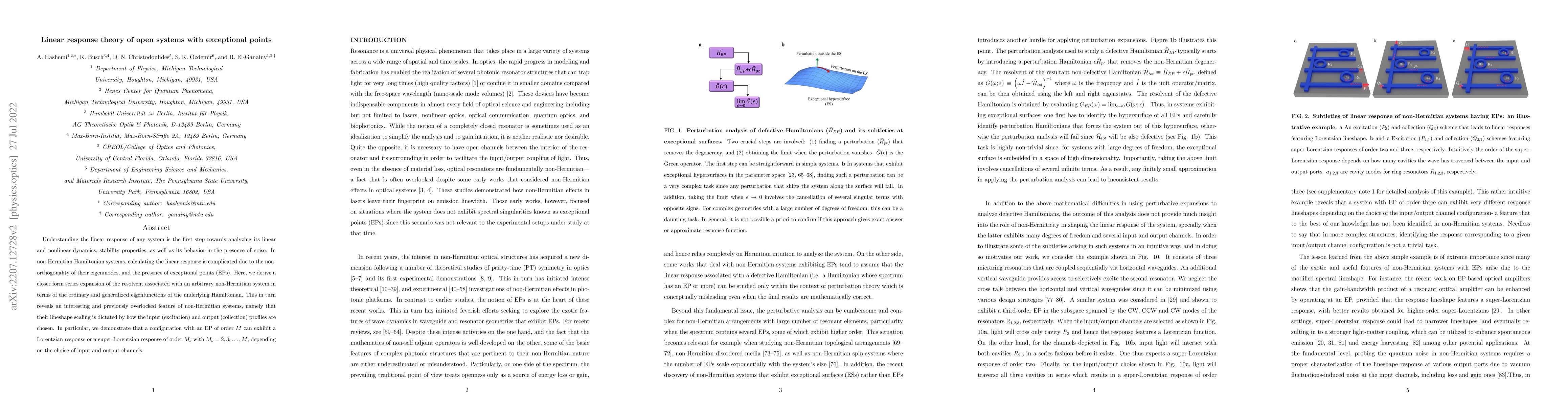 Thumbnail for Linear response theory of open systems with exceptional points