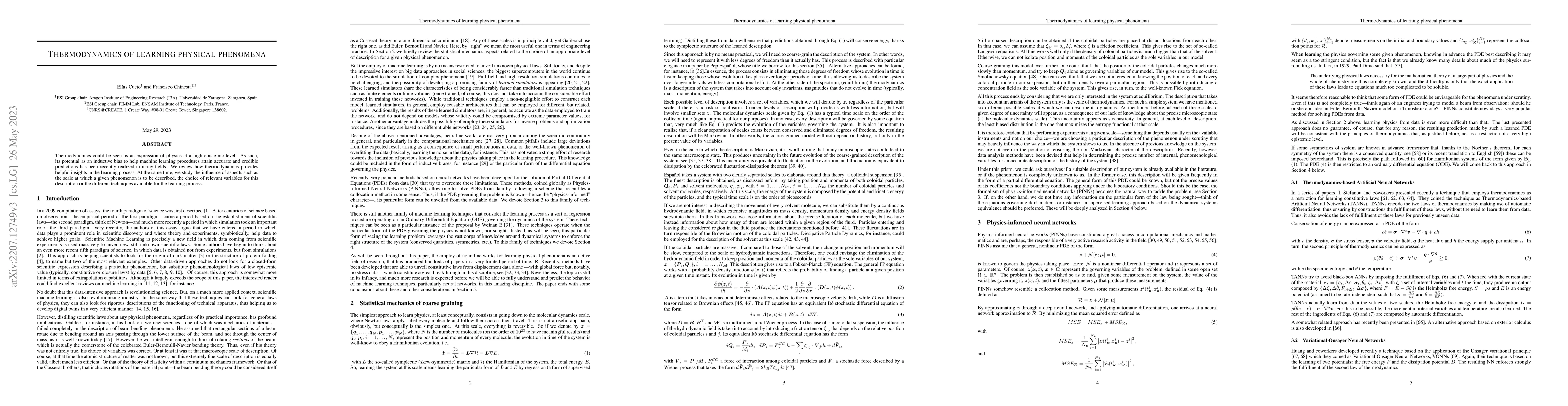 Thumbnail for Thermodynamics of learning physical phenomena