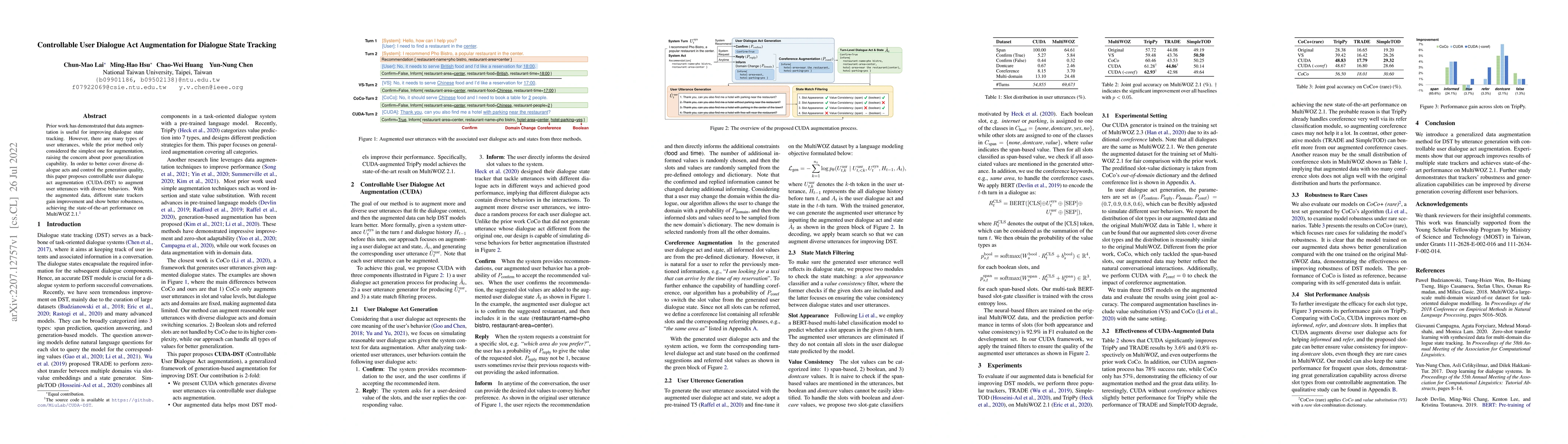 Thumbnail for Controllable User Dialogue Act Augmentation for Dialogue State Tracking