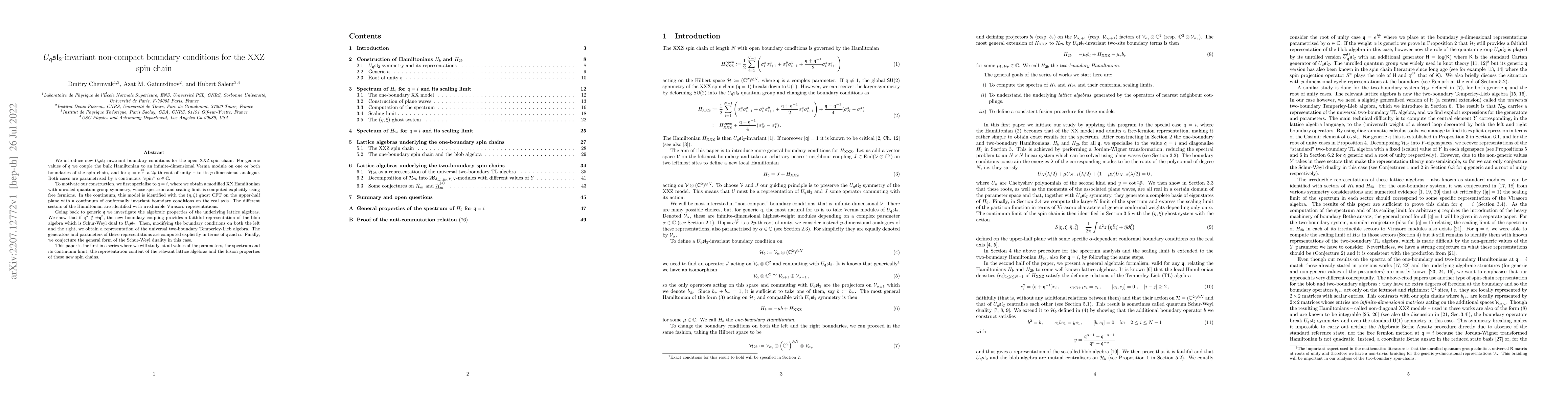 Thumbnail for $U_q\mathfrak{sl}_2$-invariant non-compact boundary conditions for the
  XXZ spin chain