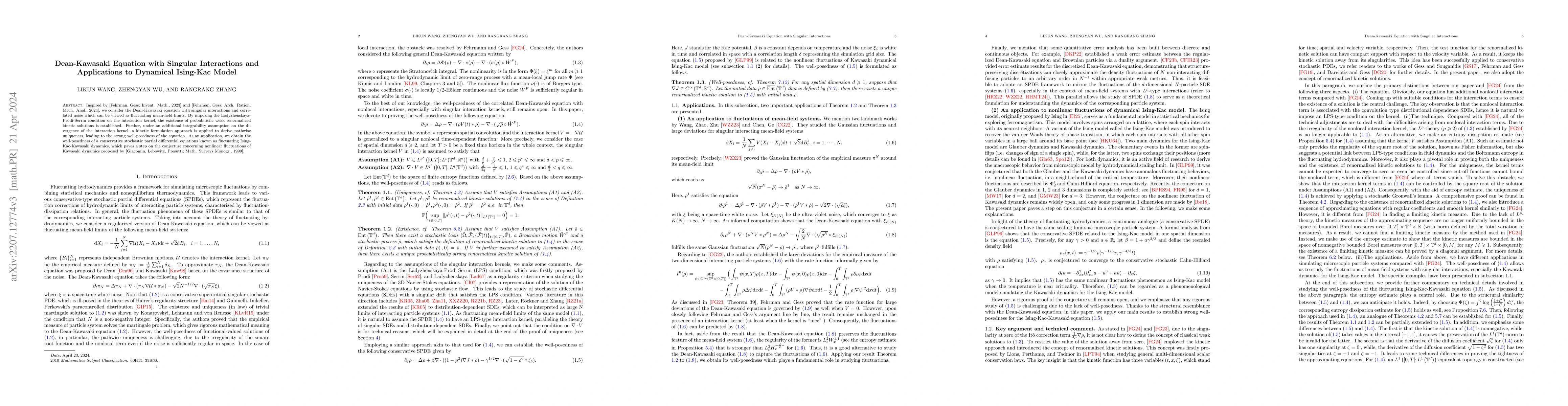 Thumbnail for Dean-Kawasaki Equation with Singular Interactions and Applications to
  Dynamical Ising-Kac Model