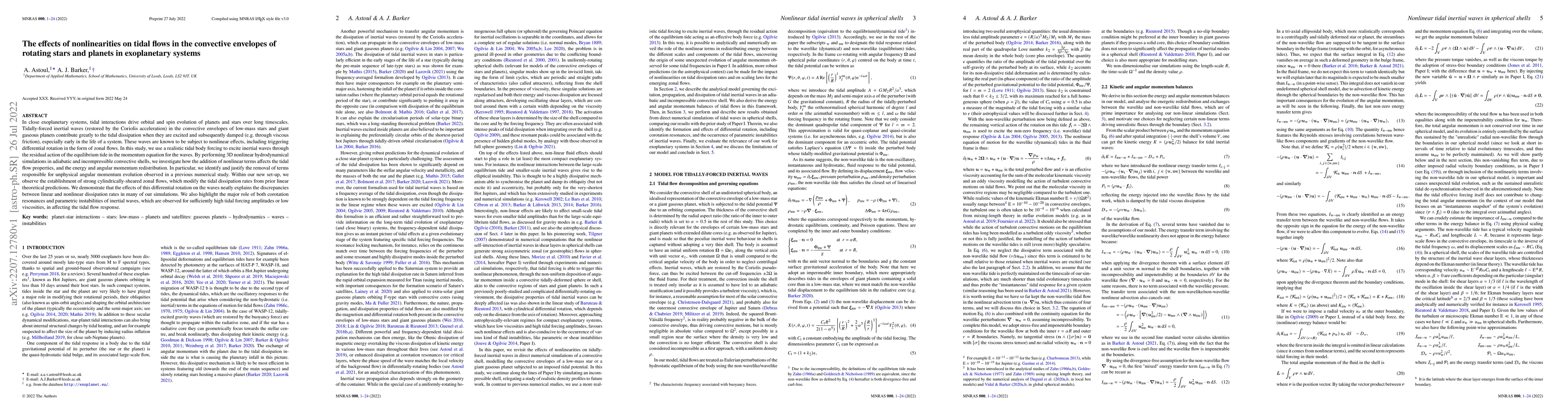 Thumbnail for The effects of nonlinearities on tidal flows in the convective envelopes
  of rotating stars and planets in exoplanetary systems