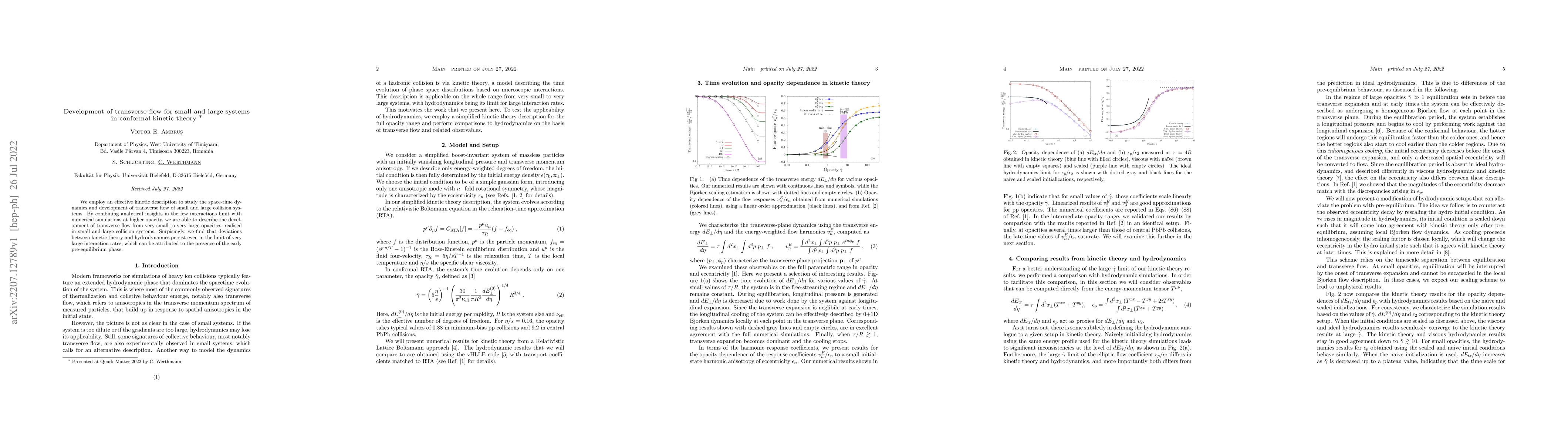 Thumbnail for Development of transverse flow for small and large systems in conformal
  kinetic theory