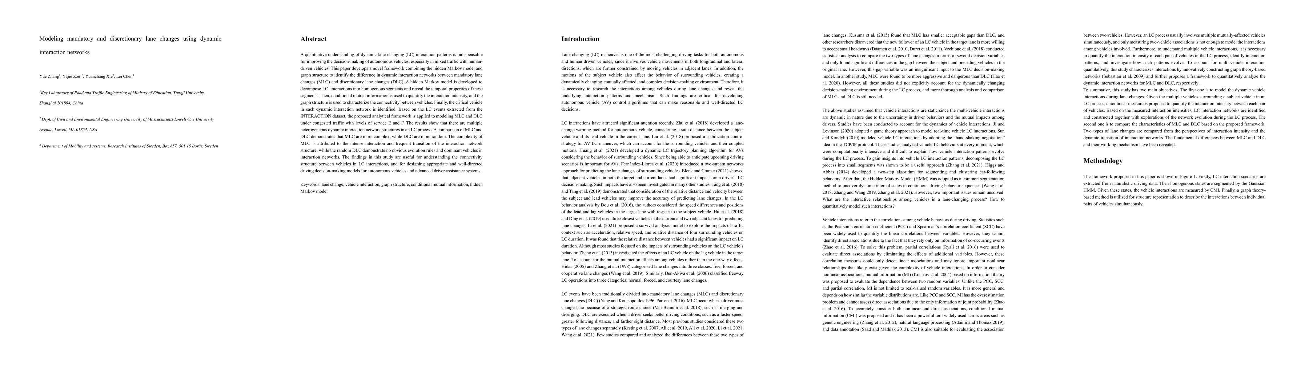 Thumbnail for Modeling mandatory and discretionary lane changes using dynamic
  interaction networks