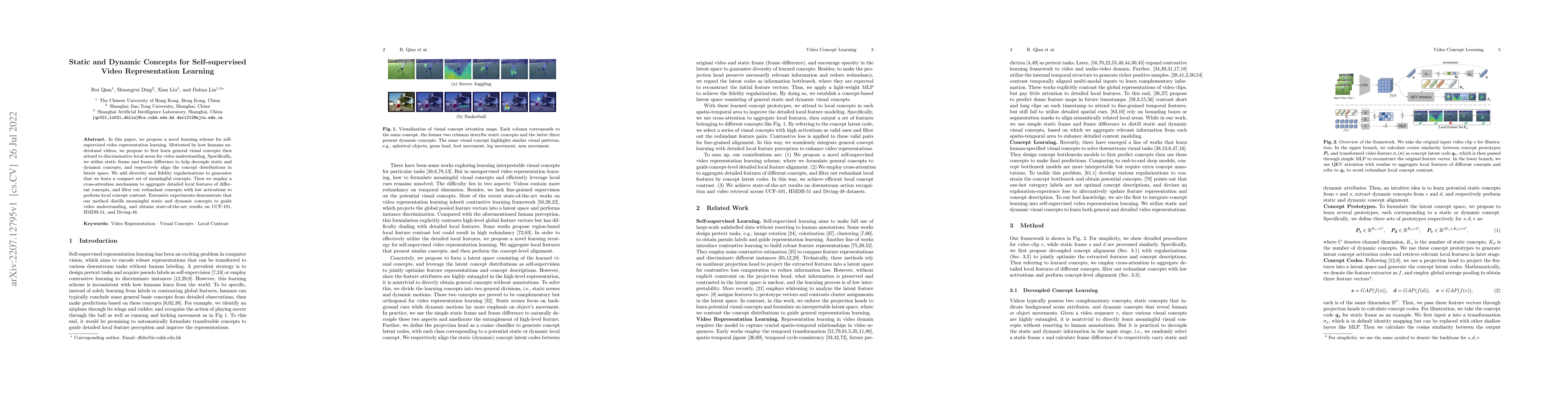Thumbnail for Static and Dynamic Concepts for Self-supervised Video Representation
  Learning