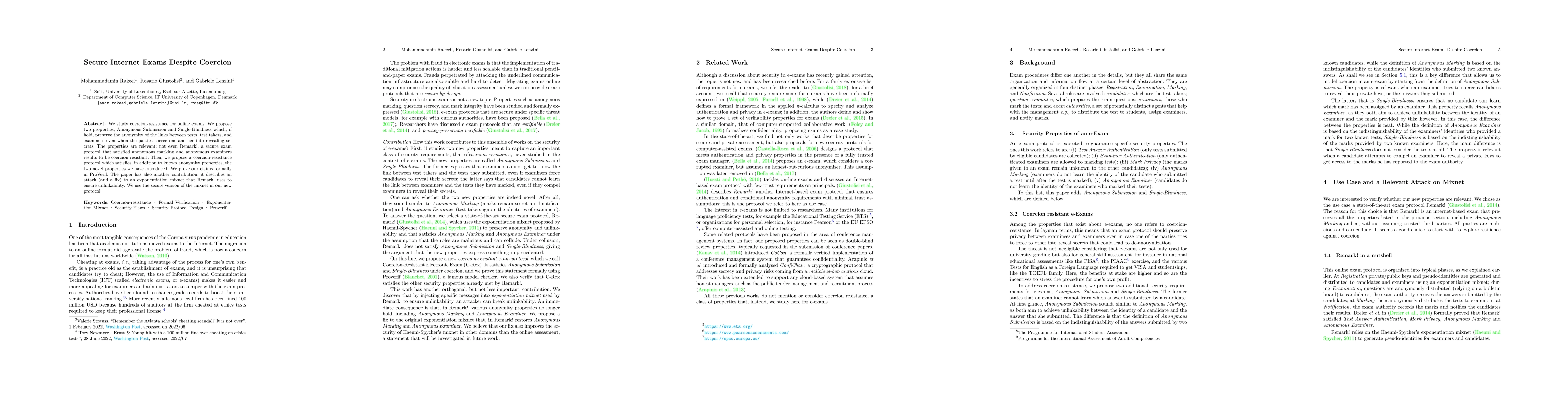 Thumbnail for Secure Internet Exams Despite Coercion