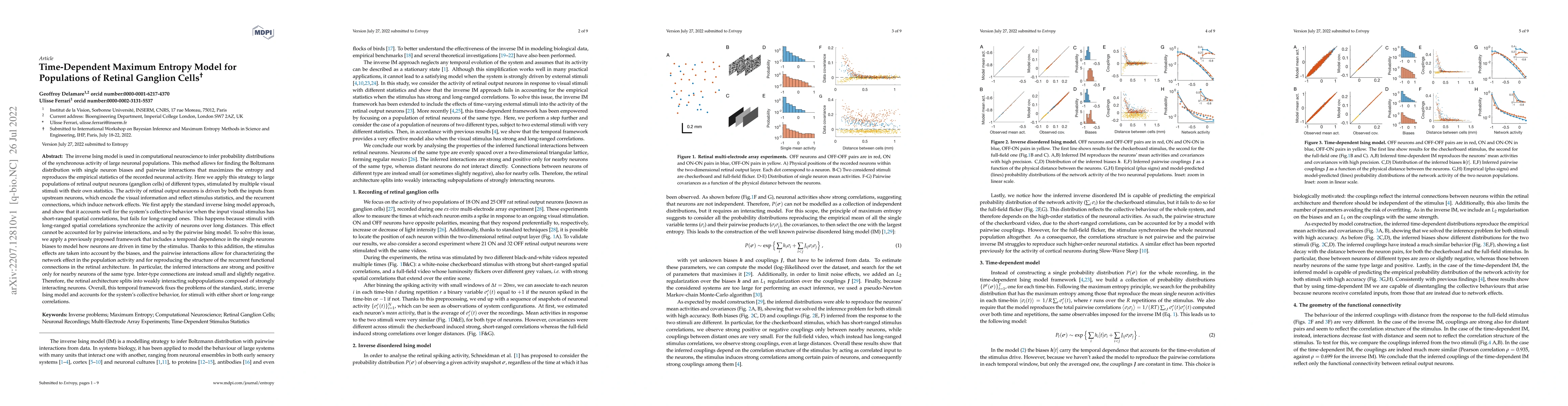 Thumbnail for Time-dependent maximum entropy model for populations of retinal ganglion
  cells