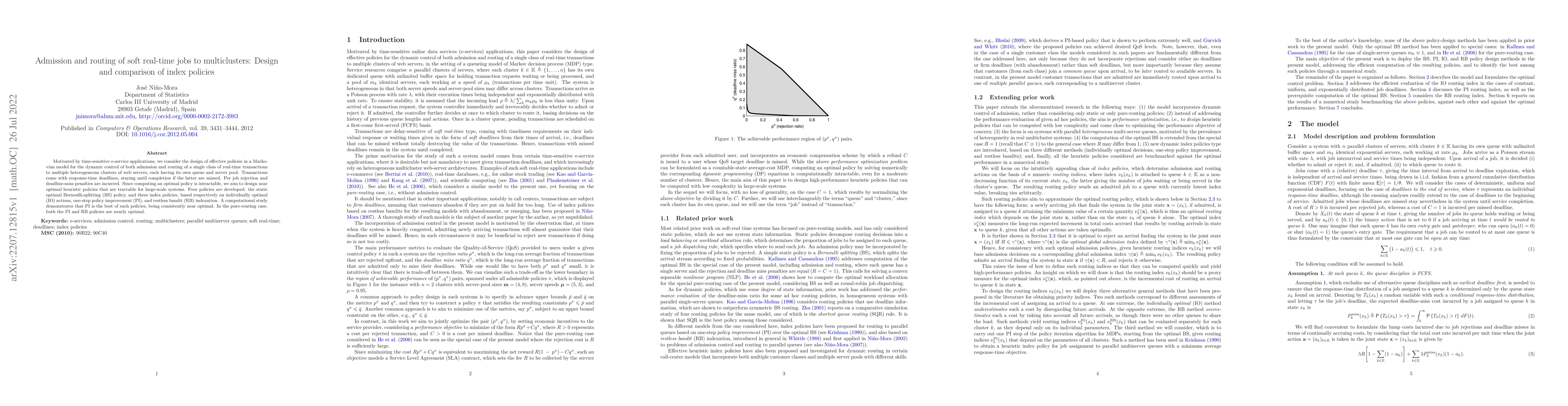 Thumbnail for Admission and routing of soft real-time jobs to multiclusters: Design
  and comparison of index policies