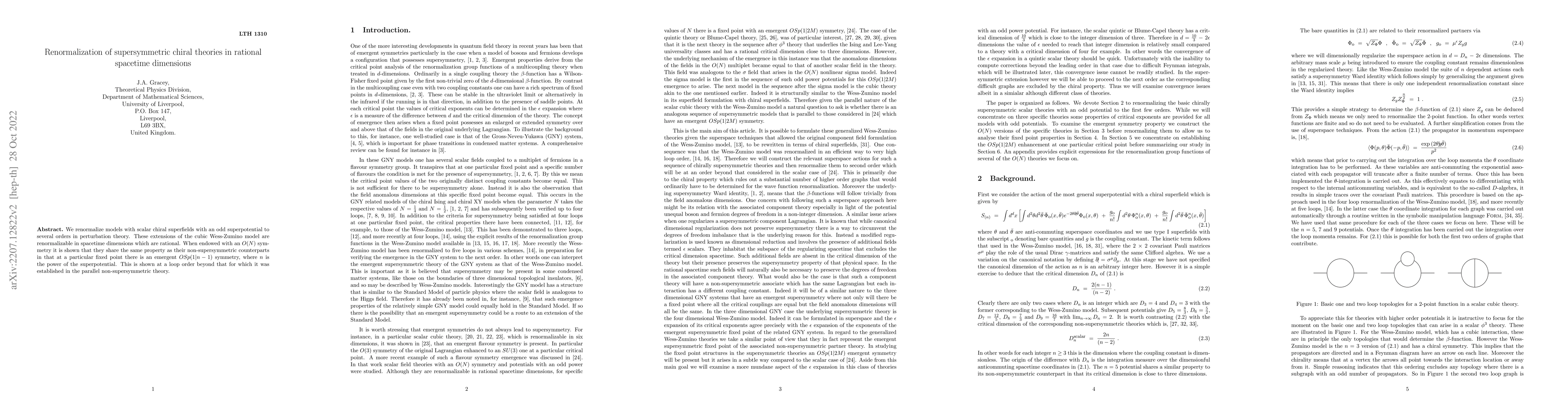 Thumbnail for Renormalization of supersymmetric chiral theories in rational spacetime
  dimensions