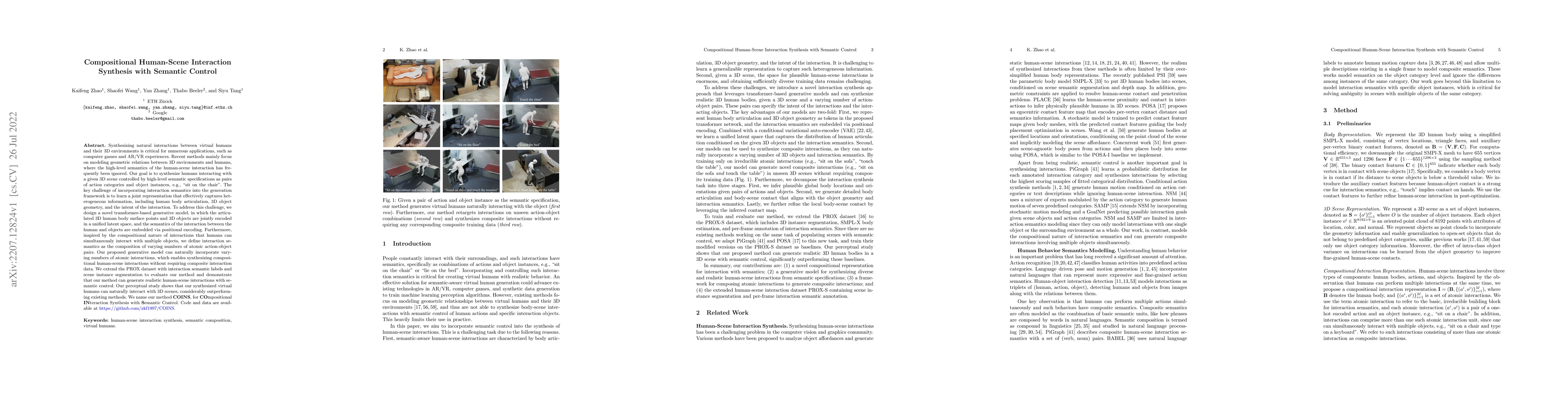 Thumbnail for Compositional Human-Scene Interaction Synthesis with Semantic Control