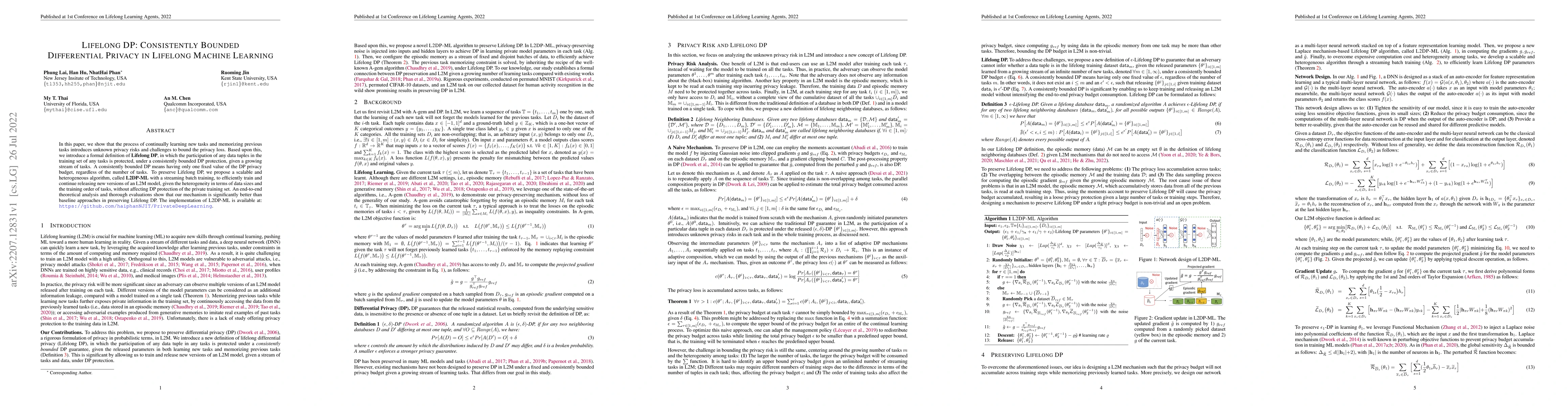 Thumbnail for Lifelong DP: Consistently Bounded Differential Privacy in Lifelong
  Machine Learning