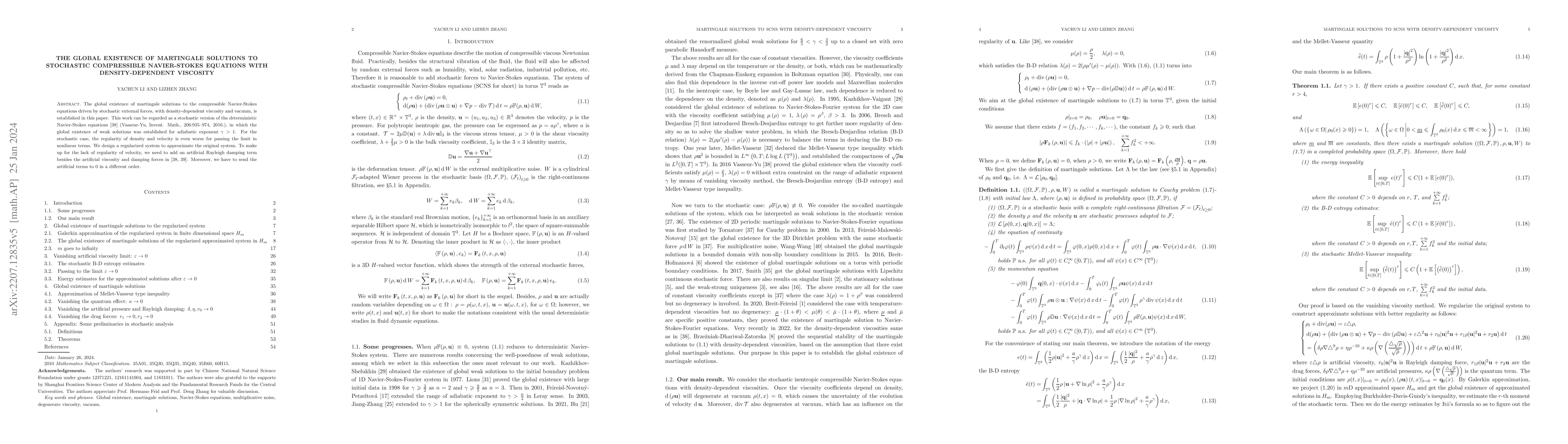 Thumbnail for The Global Existence of Martingale Solutions to Stochastic Compressible
  Navier-Stokes Equations with Density-dependent Viscosity