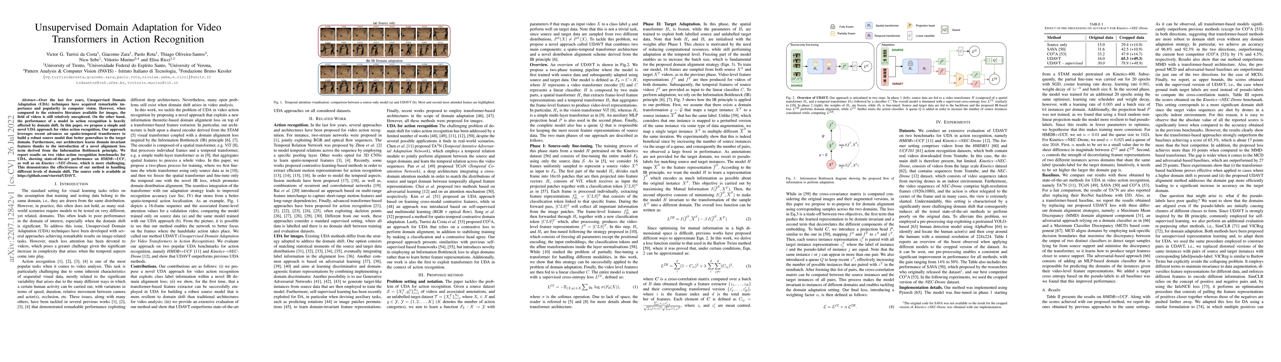 Thumbnail for Unsupervised Domain Adaptation for Video Transformers in Action
  Recognition