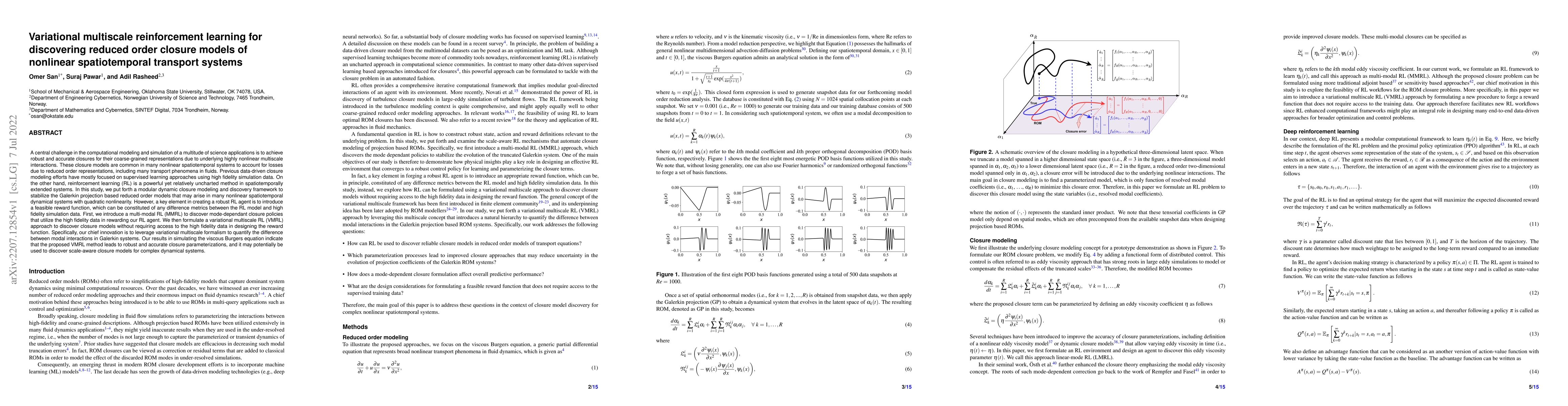 Thumbnail for Variational multiscale reinforcement learning for discovering reduced
  order closure models of nonlinear spatiotemporal transport systems