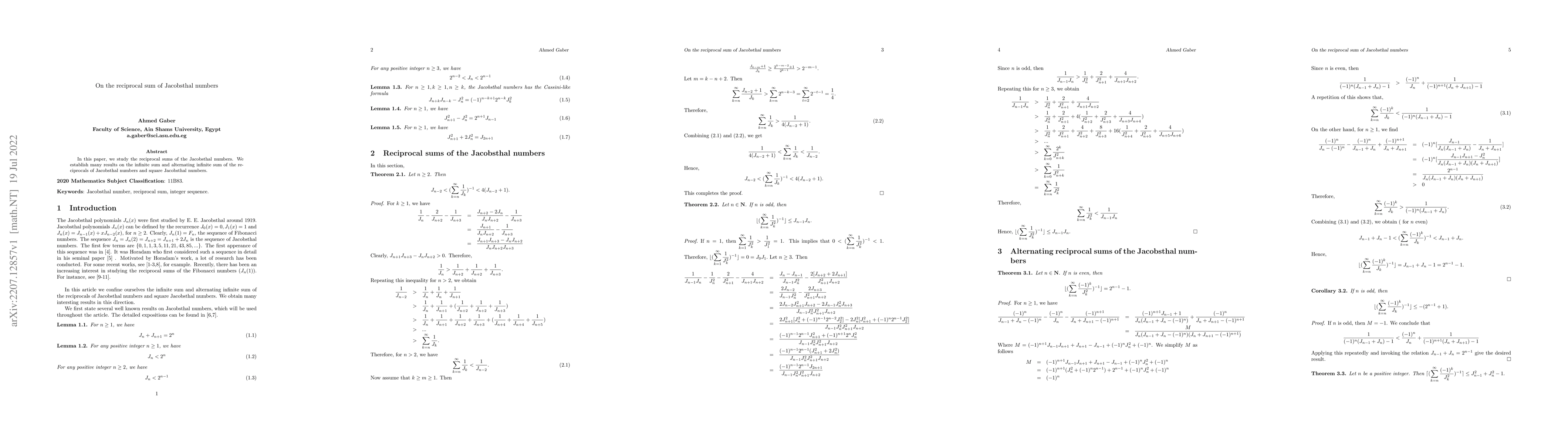 Thumbnail for On the reciprocal sum of Jacobsthal numbers