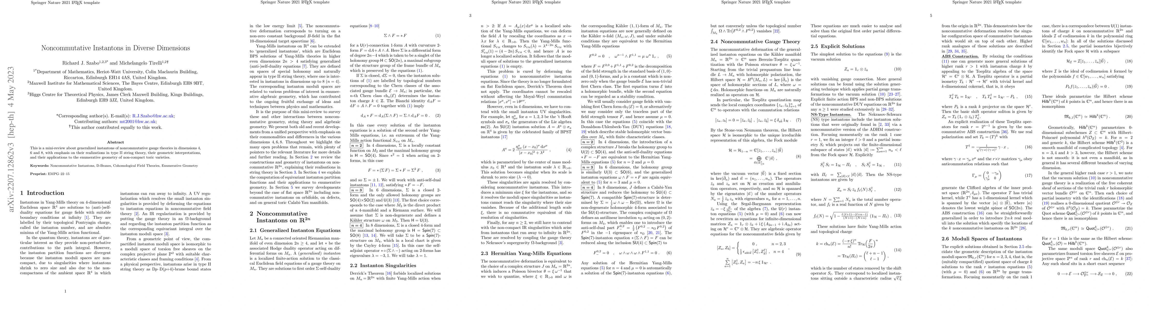 Thumbnail for Noncommutative Instantons in Diverse Dimensions