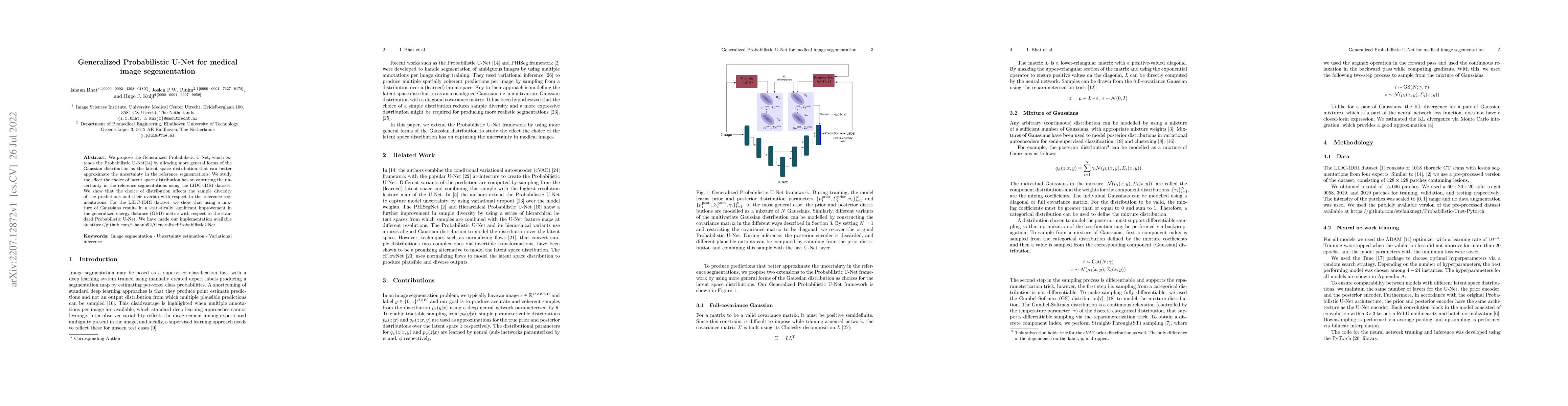 Thumbnail for Generalized Probabilistic U-Net for medical image segementation