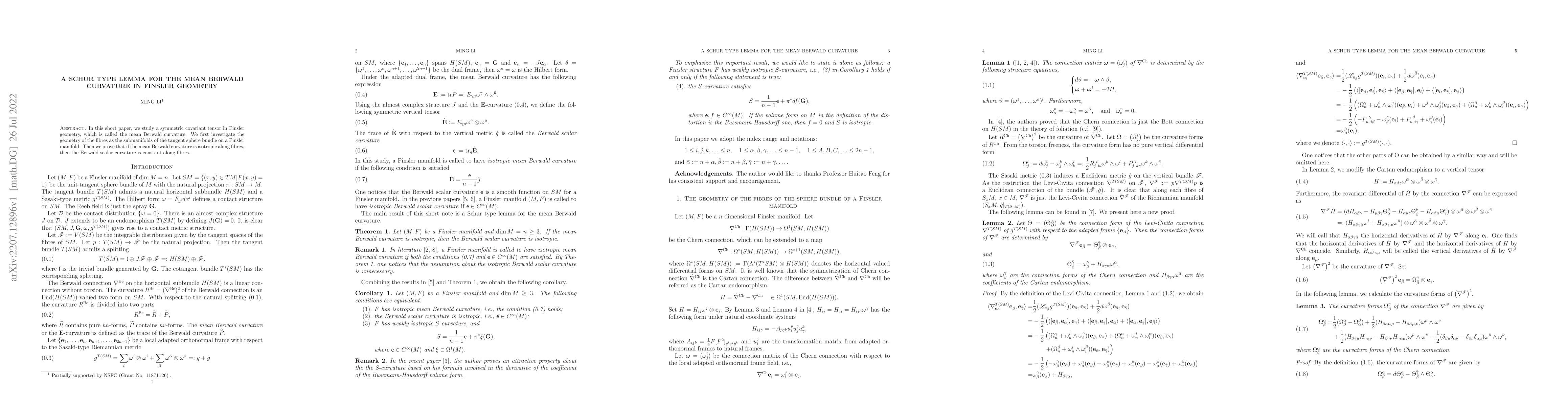 Thumbnail for A Schur type lemma for the Mean Berwald curvature in Finsler geometry