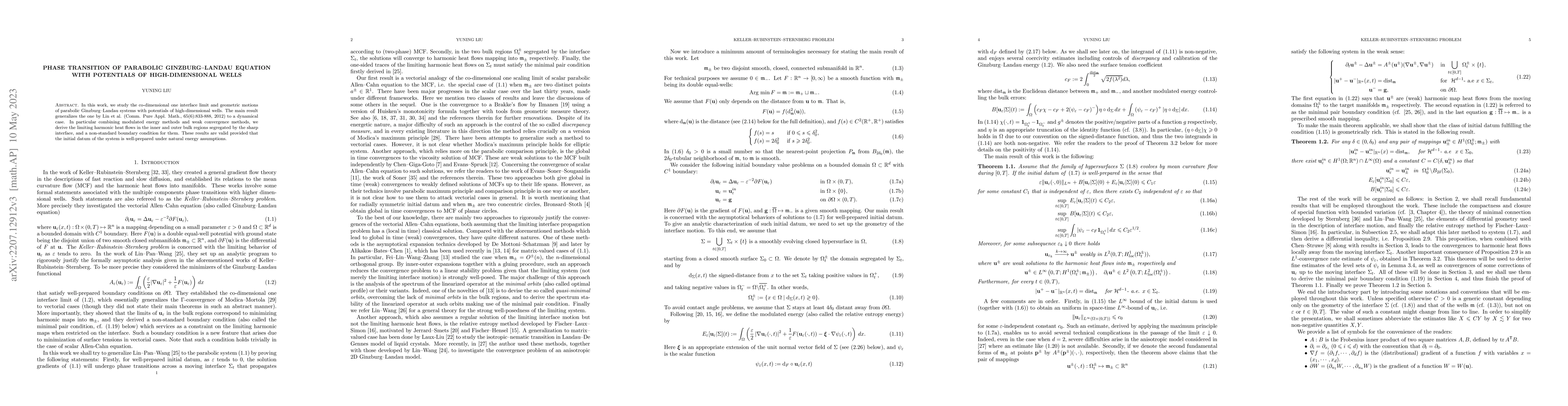 Thumbnail for Phase Transition of Parabolic Ginzburg--Landau Equation with Potentials
  of High-Dimensional Wells