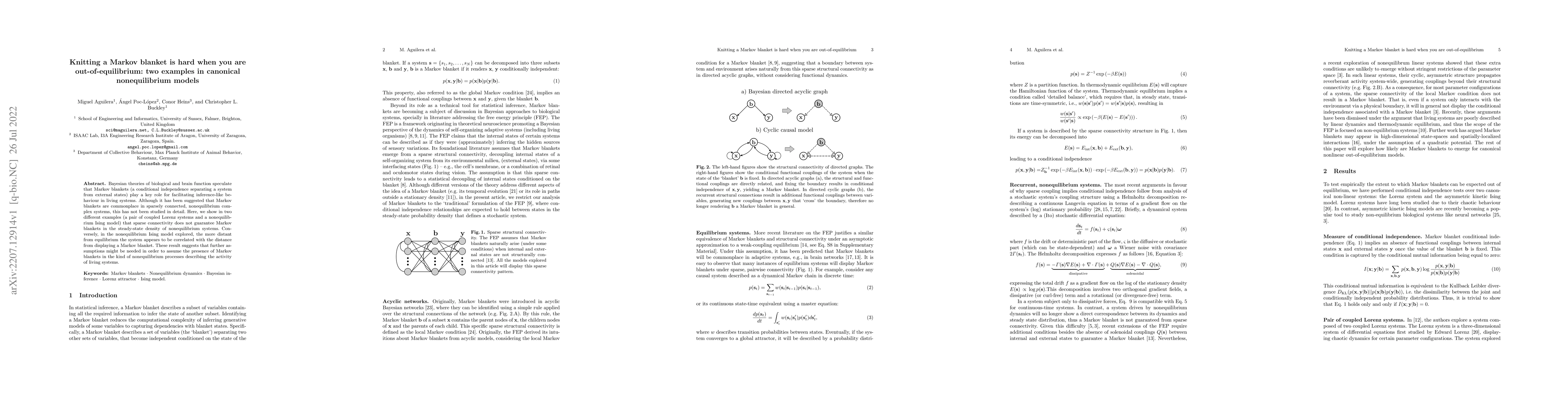 Thumbnail for Knitting a Markov blanket is hard when you are out-of-equilibrium: two
  examples in canonical nonequilibrium models