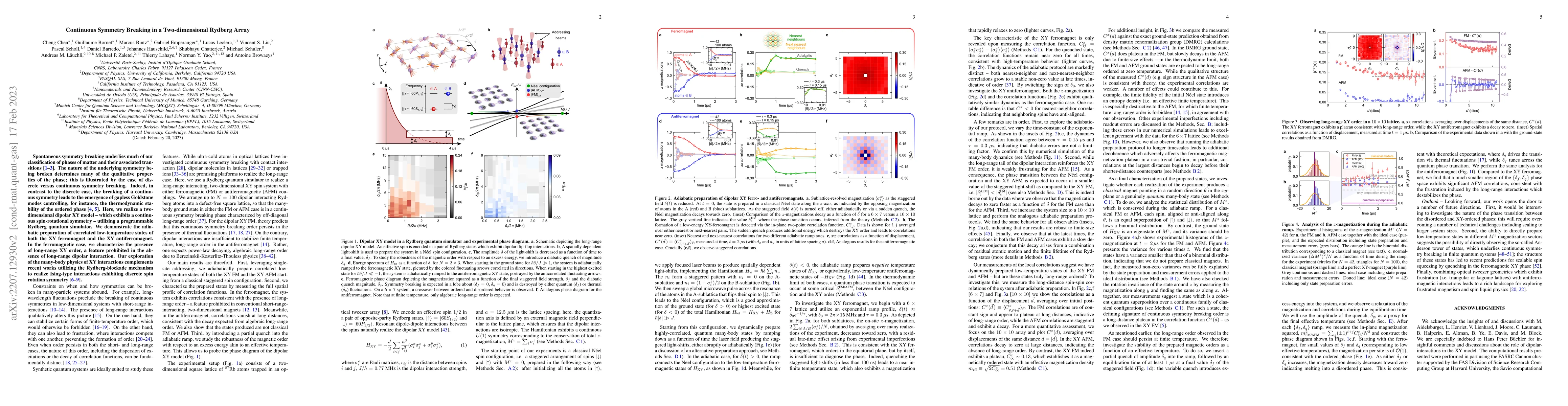 Thumbnail for Continuous Symmetry Breaking in a Two-dimensional Rydberg Array