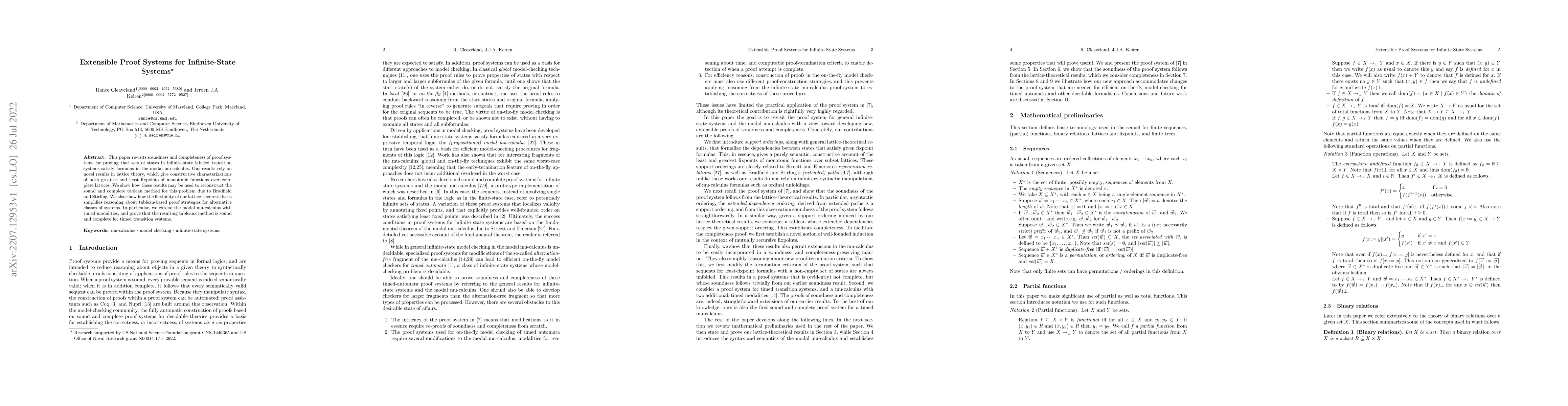 Thumbnail for Extensible Proof Systems for Infinite-State Systems